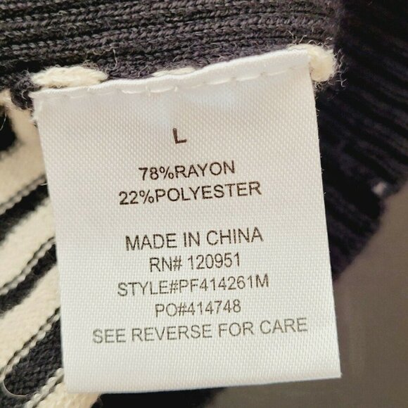 Pink Rose Black and White Stripe V-Neck Pullover Sweater Size Large - Picture 8 of 8